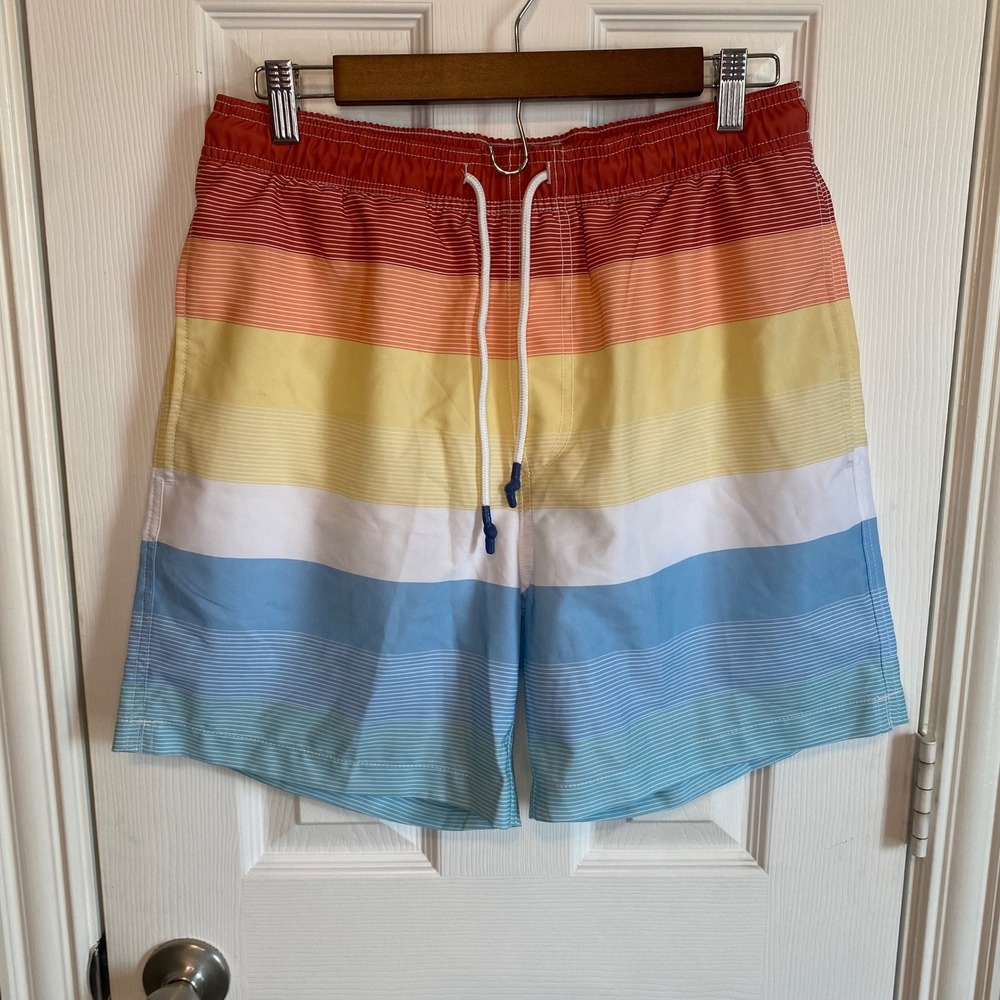 Southern Tide Mens Striped Swim Trunks Multicolor Skipjack Board Shorts Small
